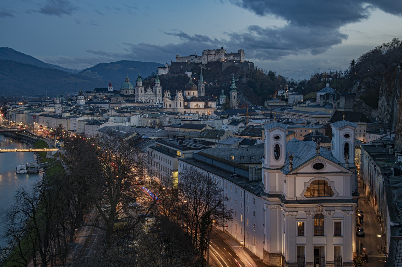 salzburg, city, night